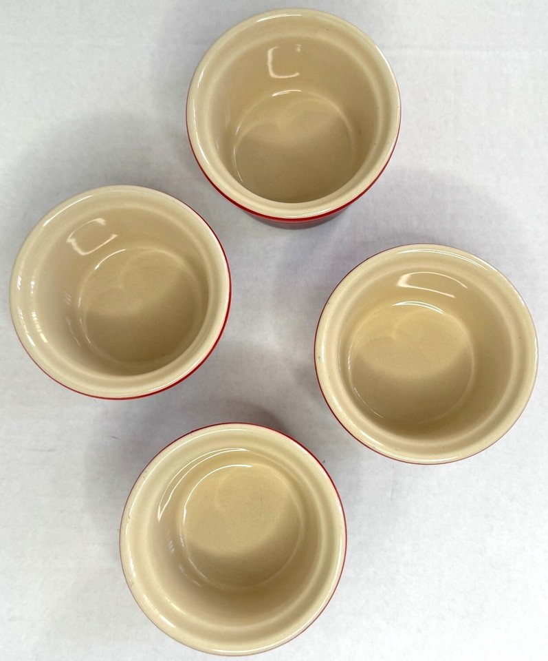 Le Creuset Ramekin Cups Set of 4 Red Ombre 3 oz Stoneware Dishes EUC eBay