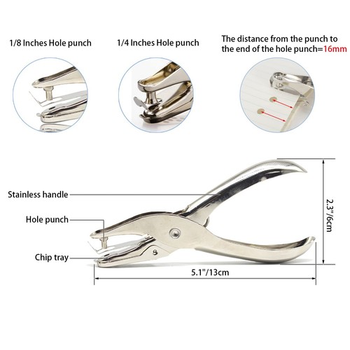 2 Pack Handheld Single Hole Puncher for DIY Craft Paper Tag, 1/4 & 1/8 Inch - Picture 7 of 7