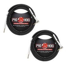 18.6' Feet High Performance Instrument Cable Black Straight-Angled 2-Pack