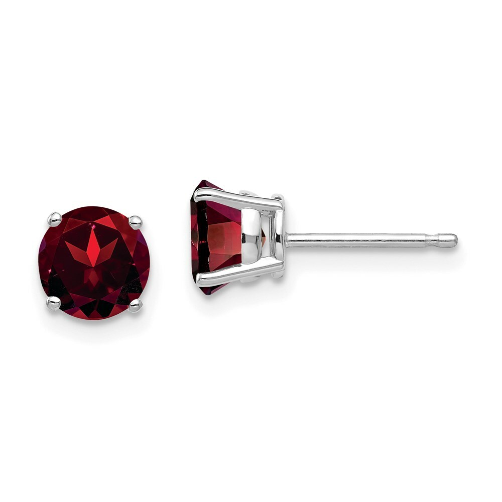 Серьги из белого золота 14 карат с гранатом 6 мм 36590₽