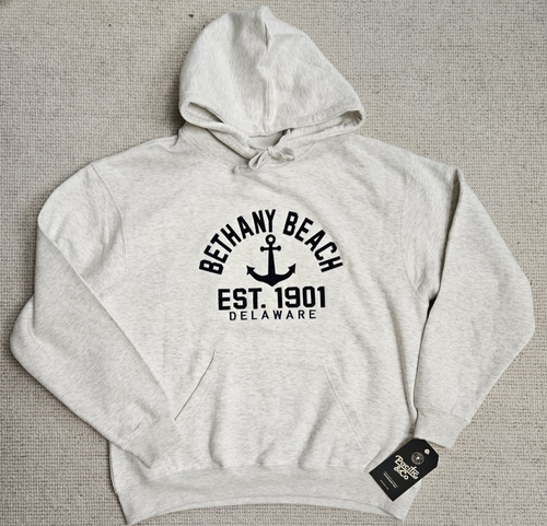 Bethany Beach Delaware Gray Hoodie Sweatshirt NEW Large L Cozy Coastal Casual