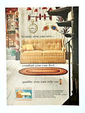 Simmons Hide a Bed ad original vintage 1962 retro sofa bed advertisement