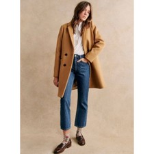 Sezane Manteau Johnson Coat Wool Brown Camel Sz38 Us6 Bust38