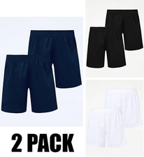 Boys Kids Football Shorts 2 Pack Navy Black White George Soccer School PE Kit