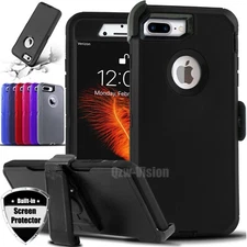 For iPhone 7 8 Plus Shockproof Rugged Case With Belt Clip & Screen Protector