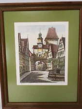 Vintage Original Etching Artist Ernst Geissendorfer Rothenburg Tauber Germany