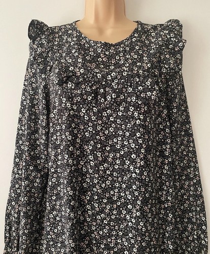 Matalan Papaya Dress Size 10 Black Floral Cottage Long Sleeved Women - Picture 2 of 10