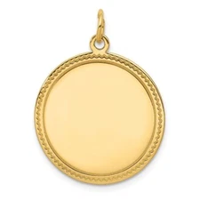 14K Yellow Gold Plain .018 Gauge Round Disc Charm Pendant Perfect Gift for Her