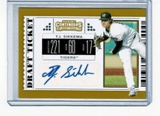 2019 Panini Contenders Draft Picks #31 T.J. Sikkema autographed Tigers Yankees