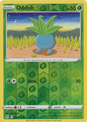 ODDISH 001/196 LOST ORIGIN POKEMON (REVERSE HOLO, NM)