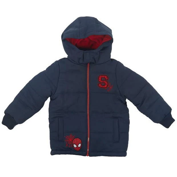BOYS MARVEL COAT AGE 4 8 YEARS PADDED SPIDERMAN HOODED WINTER AVENGERS FLEECE