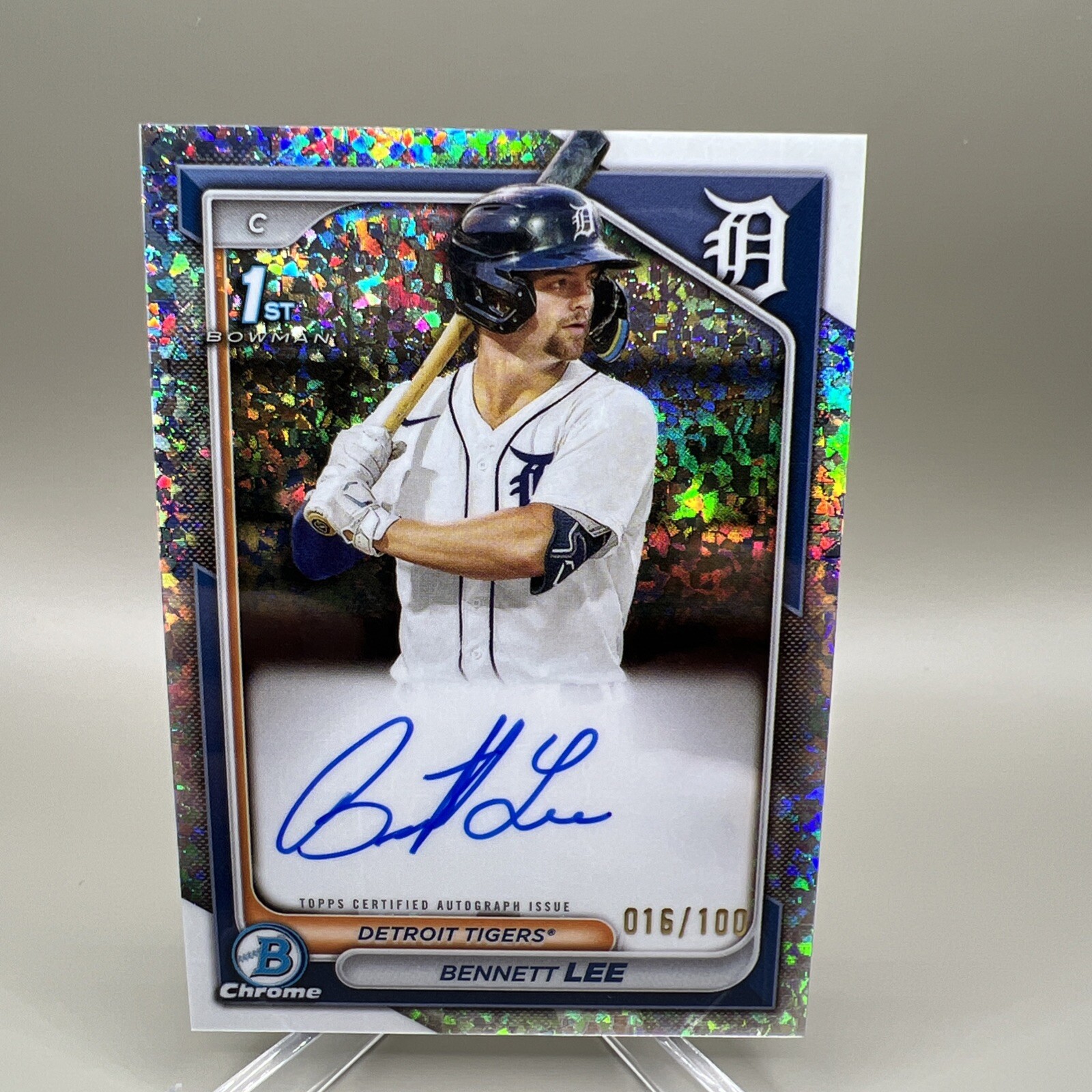 2024 Bowman Chrome Bennett Lee 1st Auto Mini Diamond Refractor /100 Tigers
