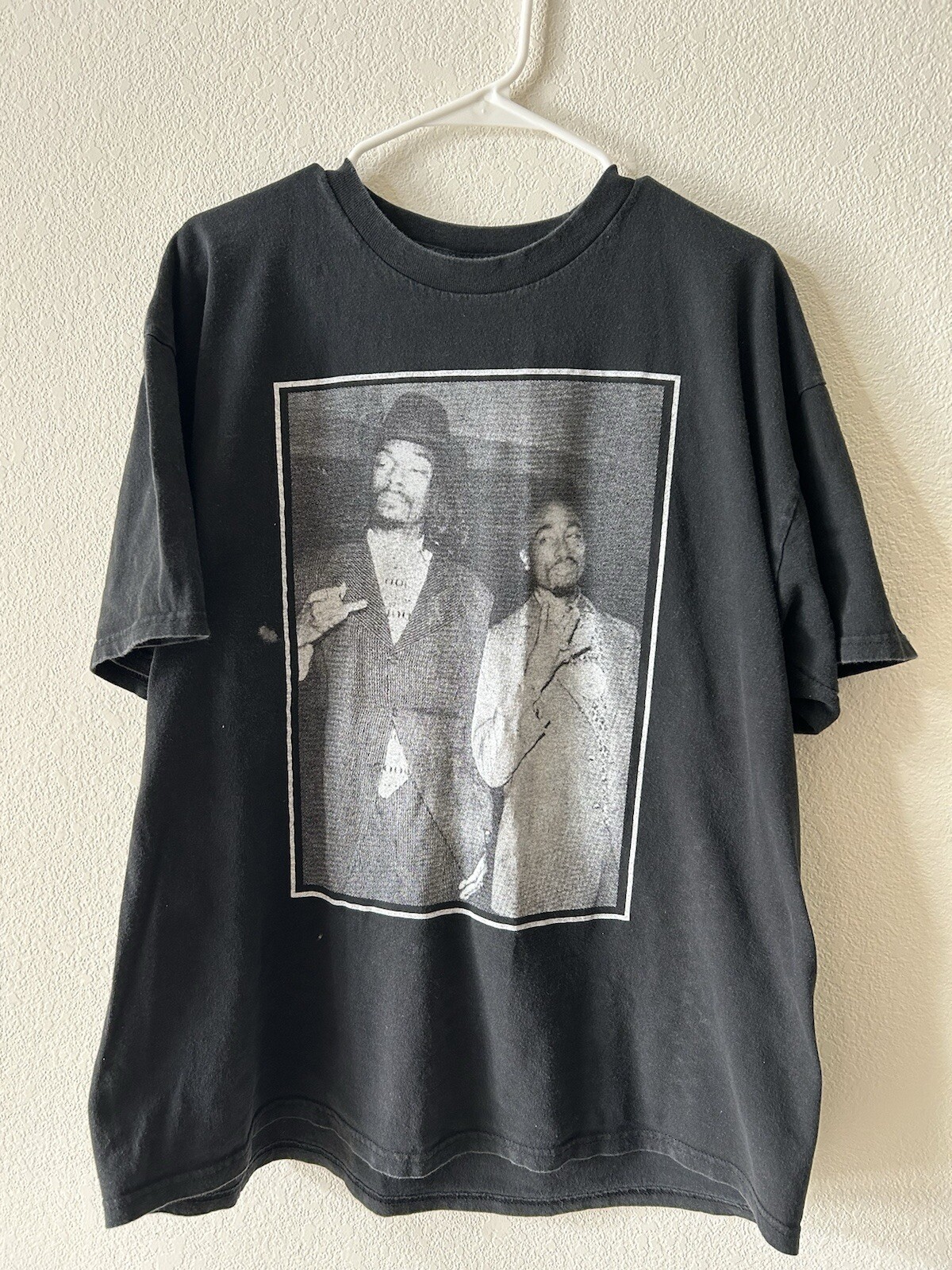 FILA Camicia VINTAGE Snoop Dogg Uomo 2XL Nera Grafica Tupac Shakur Death Row Rap Y2K