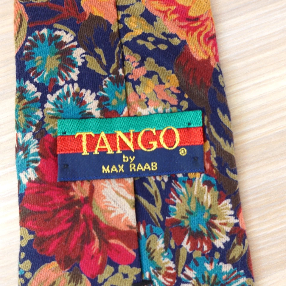 Corbata de cuello para hombre azul floral natural lana botánica diseñador TANGO Max Raab EE. UU. Foto 3 de 4