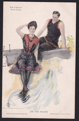 Artist-Howard Chandler Christy-On The Beach-Couple-Bathing Suits-Private M Card