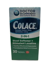 Colace 2-in-1 Stool Softener Stimulant Laxative Tablet - 30 Tablets Exp 04/26