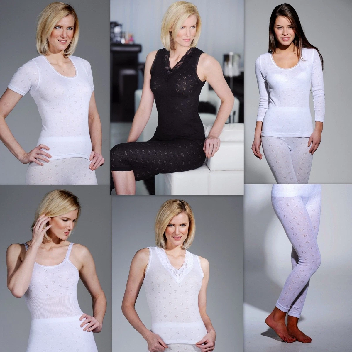 Ladies Thermal Underwear Short or Long Sleeved Vests or Long John