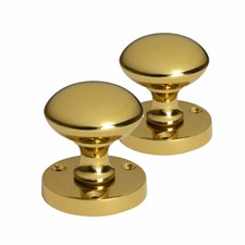 Polished Brass Mortice door knob set Internal doors 58mm Rose 50mm knob