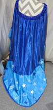Handmade one size magician cape adult silky blue stars elastic at collar cosplay