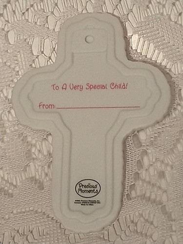 Porcelain Precious Moments Baby Jesus Loves Me Wall Cross Pink tblbe1 - Picture 2 of 12