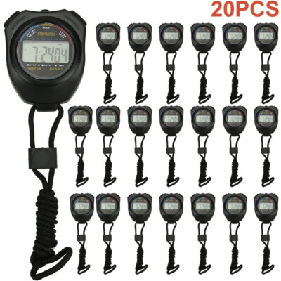 Stopwatch Digital LCD Waterproof Sports Counter Chronograph Timer Odometer Watch
