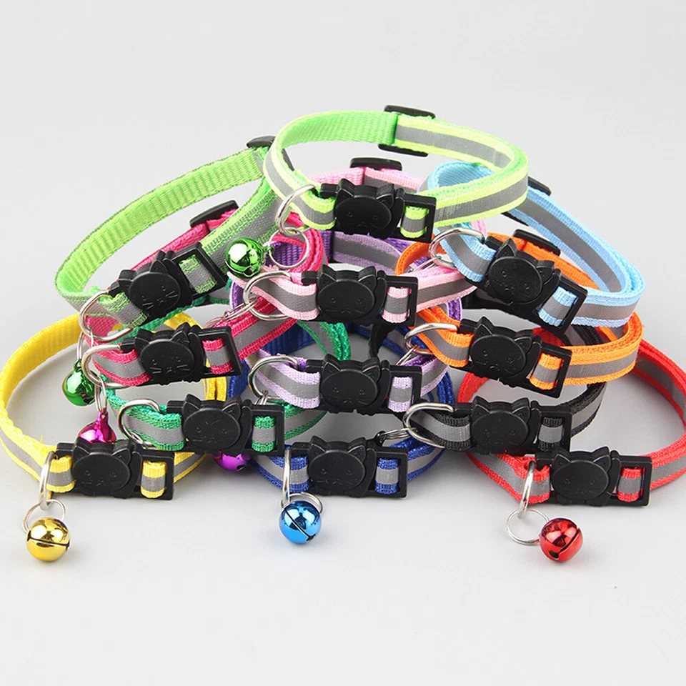 CAT Collar Reflective with Safety Release Breakaway Buckle Kitten Puppy Pet Bell - Image 4 of 4