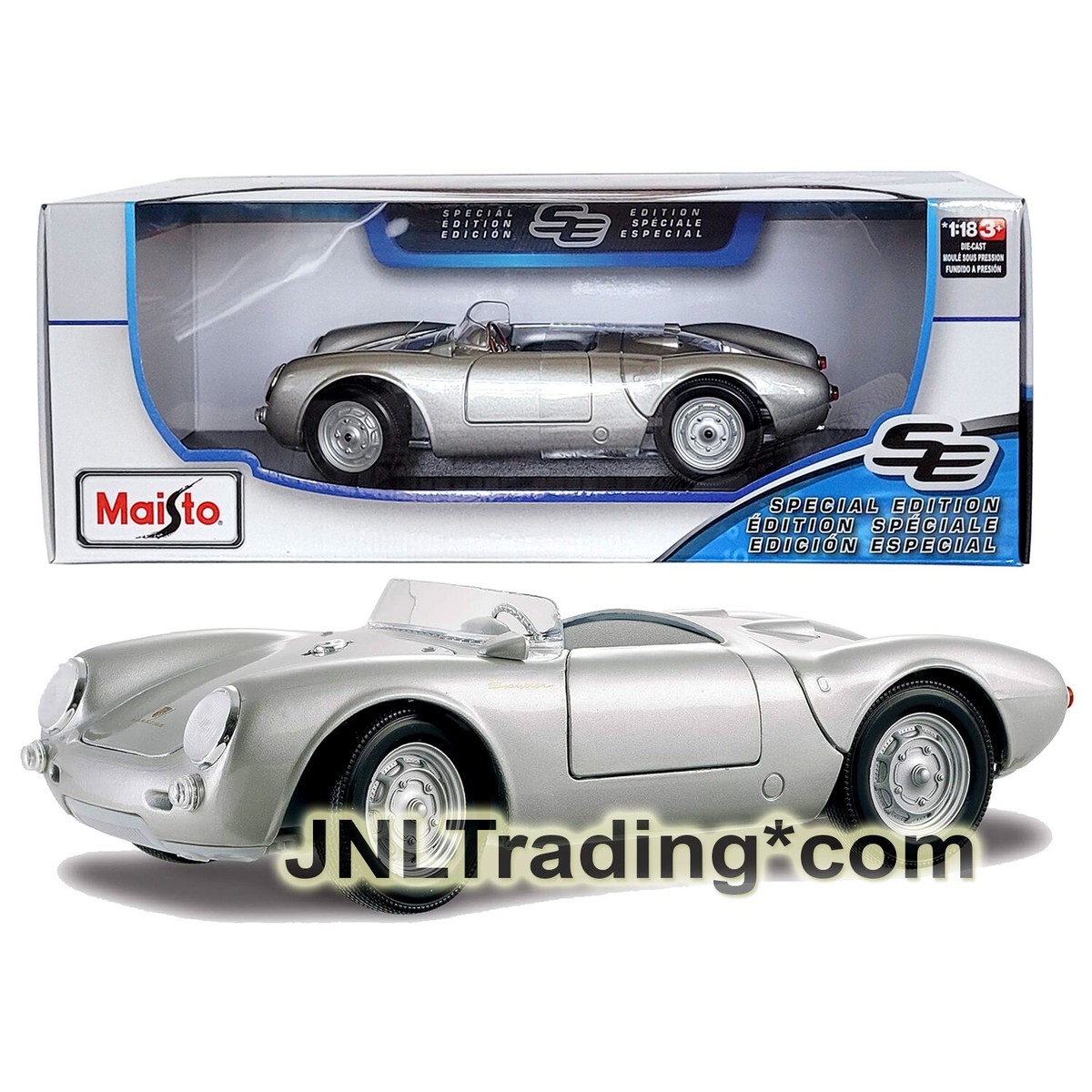 Maisto Special Edition 1:18 Scale Die Cast Silver PORSCHE 550 A