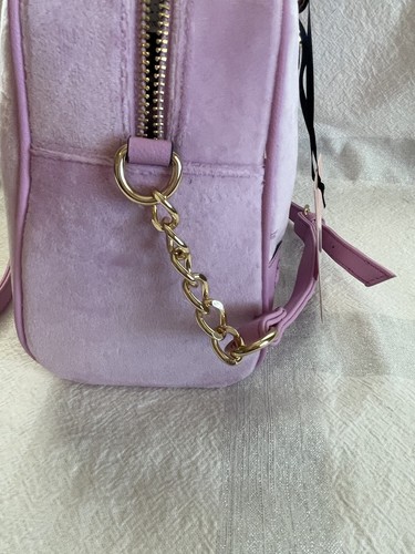 JUICY COUTURE Bowlers Velour Purse Crossbody Bag + 2 Handles Pink Gold Hardware - Picture 13 of 22