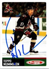 Teppo Numminen autographed hockey card Phoenix Coyotes, FT 2003 Topps Total #55