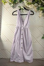 URBAN OUTFITTERS Women's Lavender Denim Dress Button Up Dungaree Size 2/4