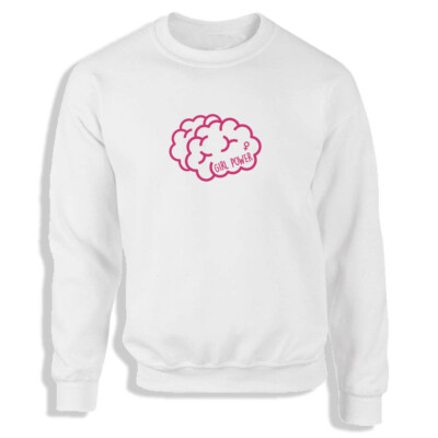 Girl Power Brain schwarz oder weiß Damen Sweatshirt S-2XL Erwachsene Pullover Pulli