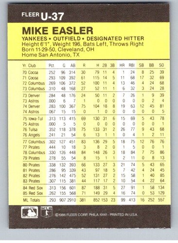 Actualización de béisbol Fleer 1986 completa tu conjunto que elijas #1-132 - Imagen 75 de 265