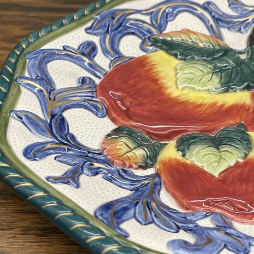 Vintage Fitz and Floyd Hand Painted Plate Apple Fruit Wall Hanging - Picture 9 of 9