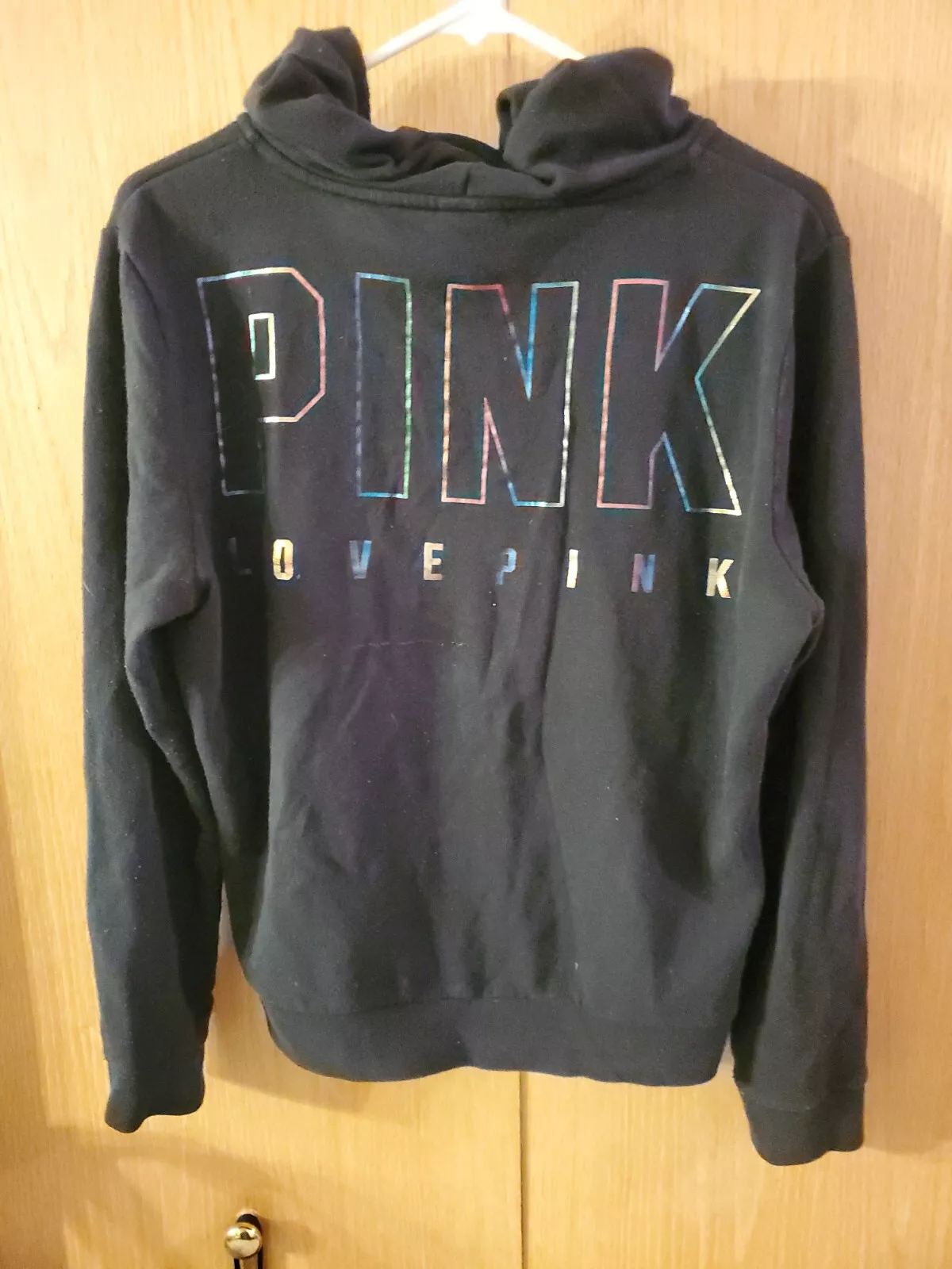 victoria-secret-vs full zip up foil rainbow logo jacket