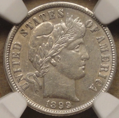 1899 Barber Dime 10c NGC Certified AU55