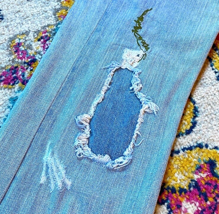 VTG Y2K Bebe Distressed Patchwork Embroidered Fla… - image 10