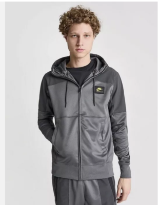 Men's Nike Air Max Poly Fleece Full Zip Hoodie Iron Grey Medium