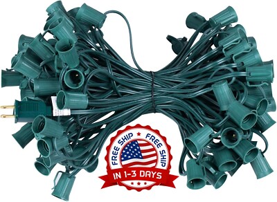 Cadena de luces navideñas para exteriores con 100 enchufes, cable verde NUEVO US