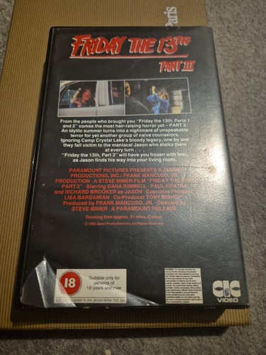 FRIDAY THE 13TH III CIC BIG BOX RENTAL VHS - Foto 3 di 4