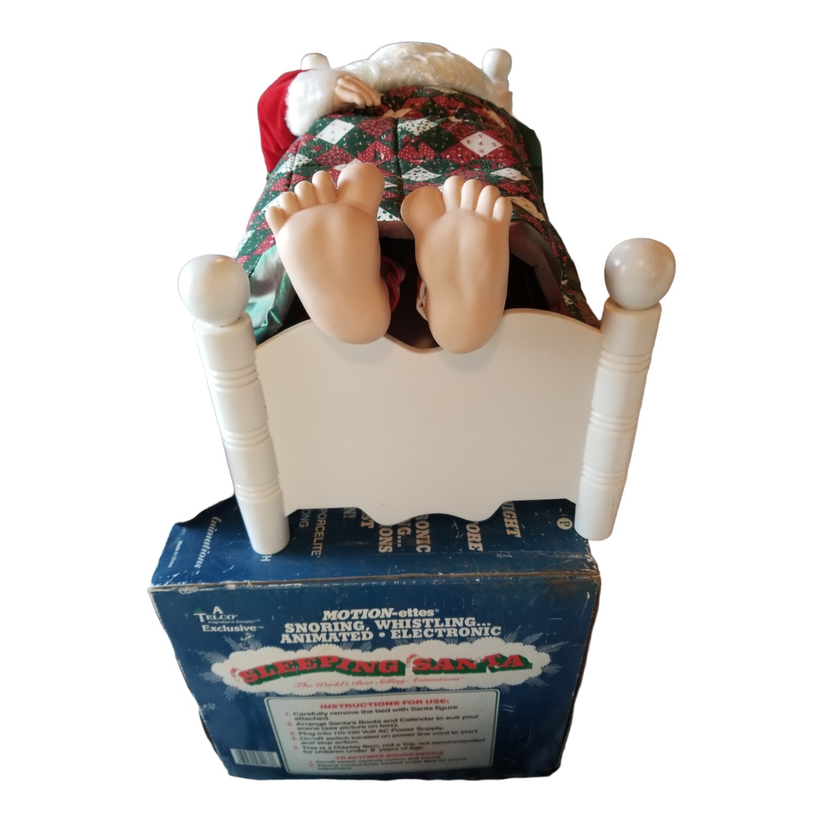 VTG Telco Sleeping Snoring Whistling Animated Sleeping Santa Xmas TESTED