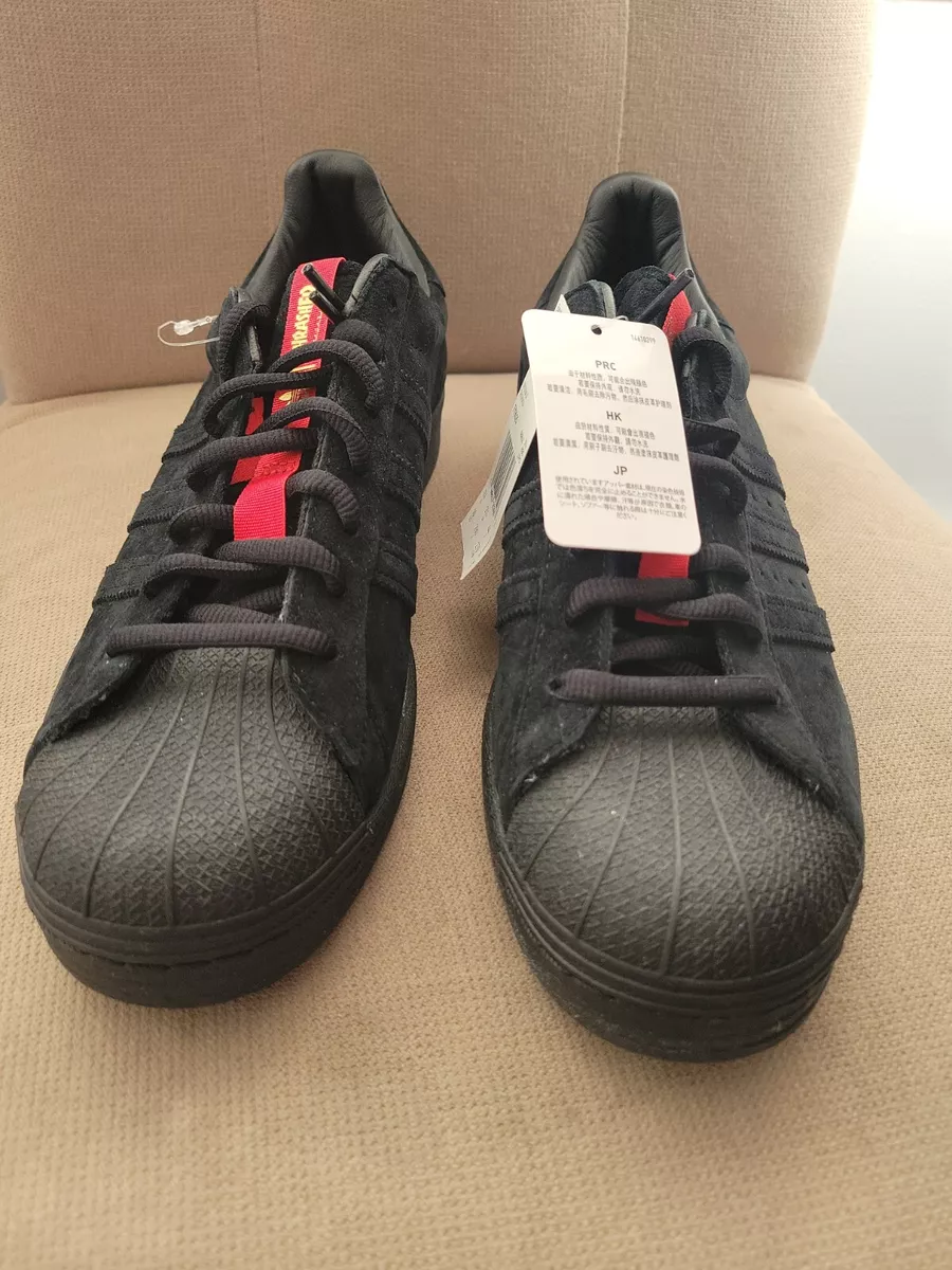 Rare Adidas Originals Superstar Adv X Thrasher Magazine Sz 10 Blk Red FY9025 DMC