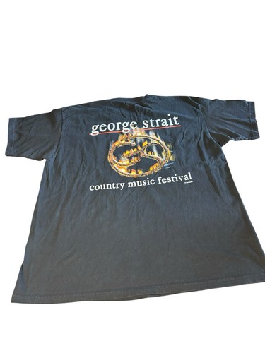 Vintage George Strait Country Music Festival Tee Shirt XL Black Men - Picture 2 of 4