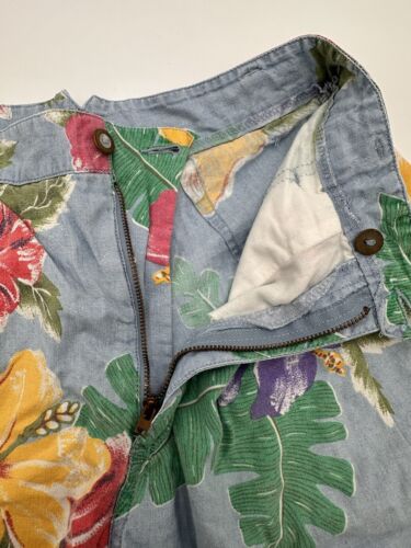 Lizwear By Liz Claiborne Cotton Loose Tropical Shorts Elastic 26” Waist Size 8 - Picture 4 of 7