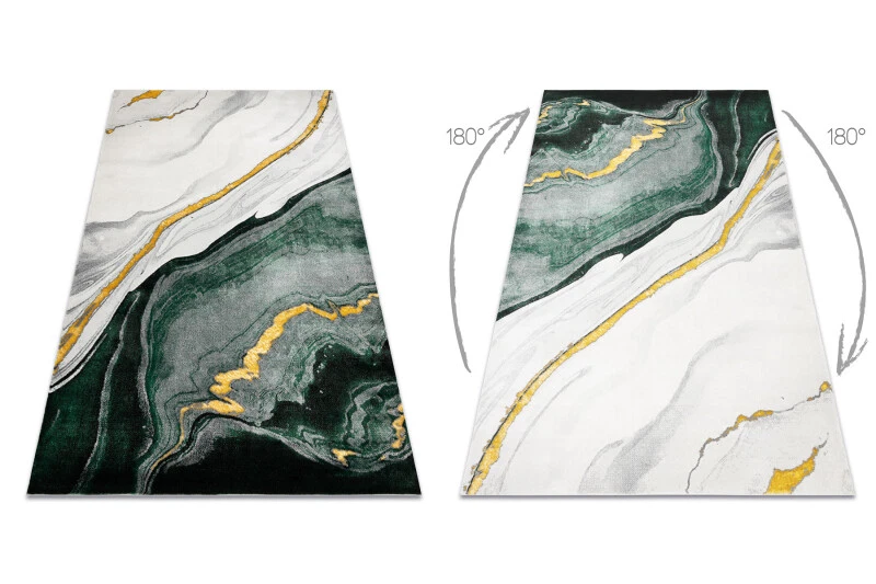 Moderne exklusive Teppiche "EMERALD" Achat Marmor Lava, glamour grün gold - Bild 2 von 4
