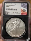 2022 W - NGC - MS70 Signed Anna E Cabral Burnished Silver American Eagle