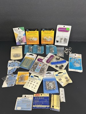 Vtg Lot of Sewing Notions Pearl Snaps Fasteners Hooks Rivets Dritz Prym Risdon
