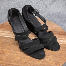 J Crew Watson Wedge Black Suede Strappy Sandal Size 9