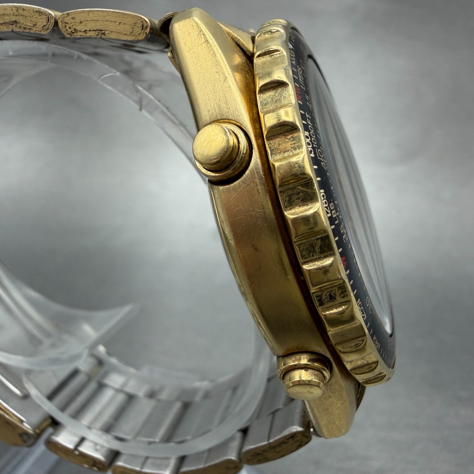 Seiko Flightmaster Chronograph Watch Men 42mm Black Dial Gold Tone Date New Bat2 image 4