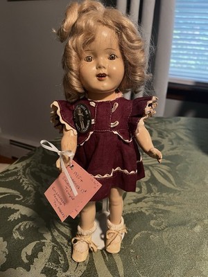 Vintage 1930 s Shirley Temple Composition Doll 13  Orig Dress Miss Charming Pin