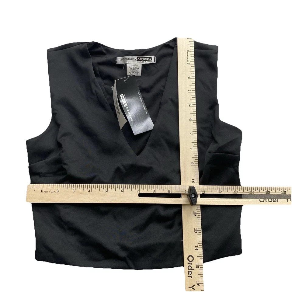 NEW Necessary Objects ady gluck frankel V Neck Crop Top Size XS Black Tank - Image 3 of 4